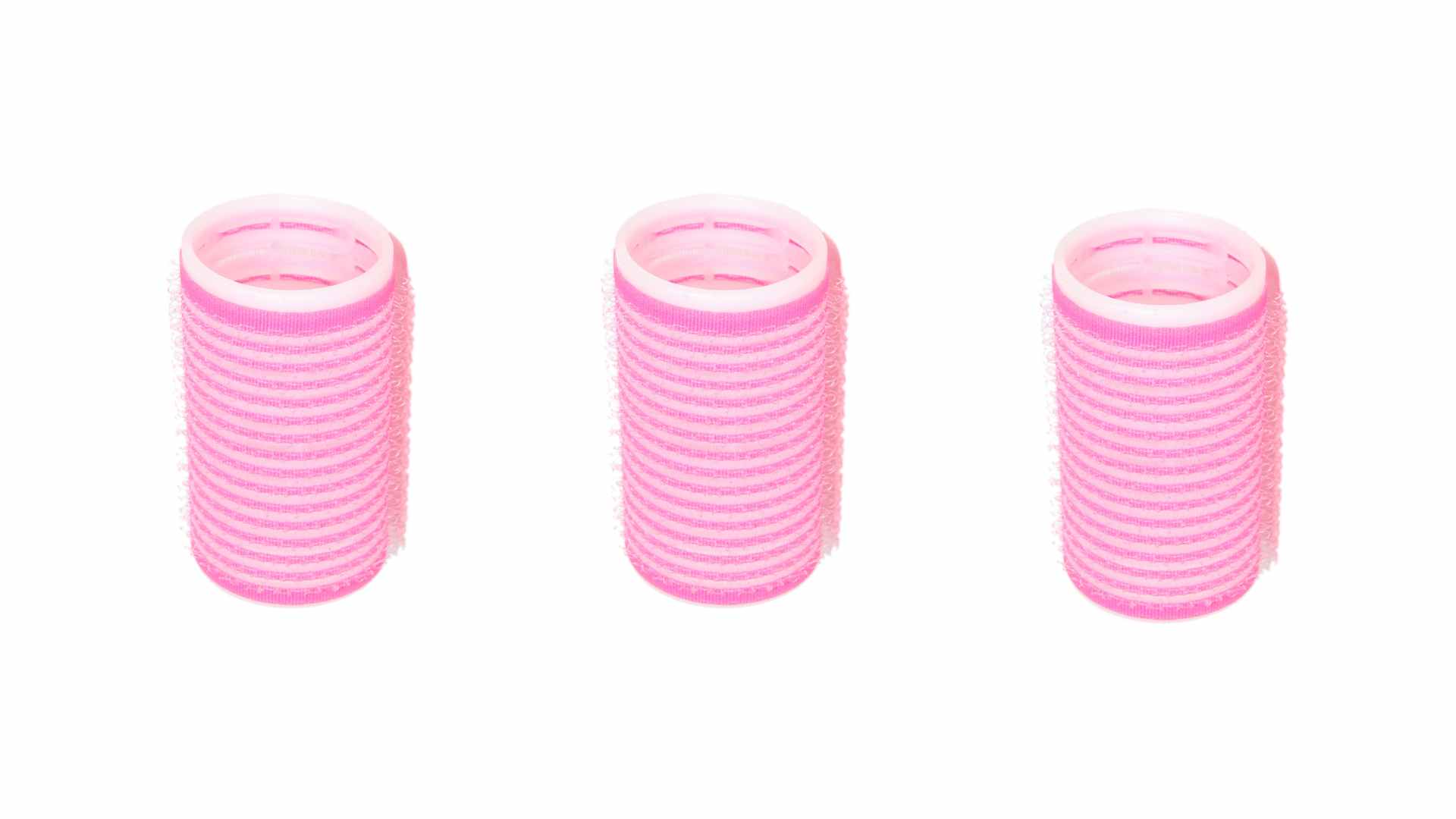 3 pink velcro rollers