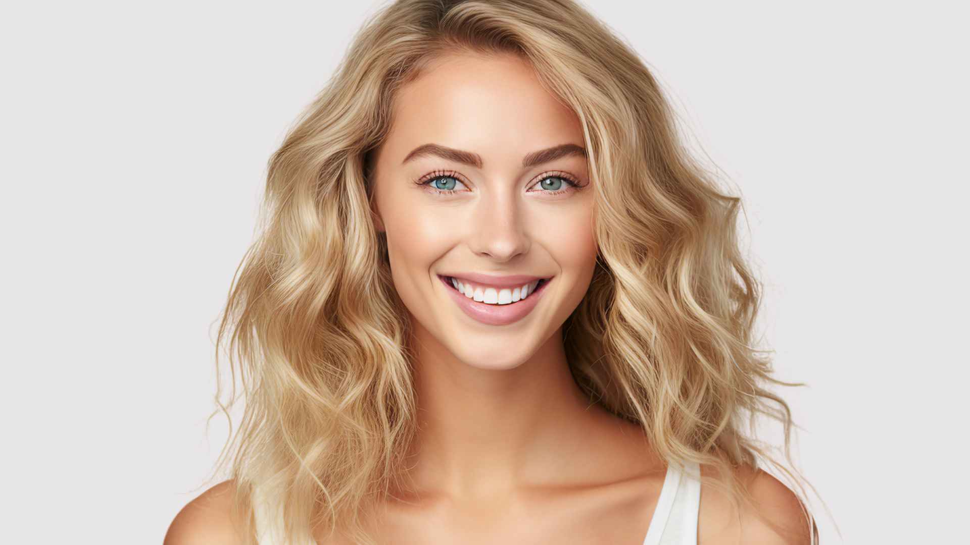 Female with a wavy blonde hair and no split ends